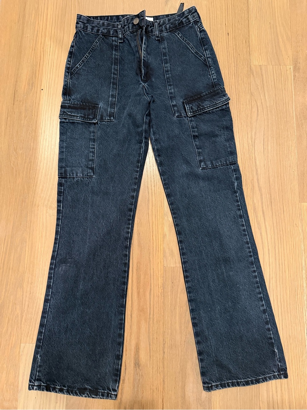 Zara Black Wide-Leg Cargo Jeans